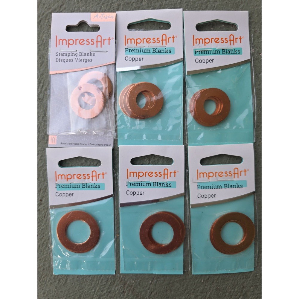 ImpressArt Metal Stamping Blanks Bundle Copper Washer Rose Gold Plated Pewter C2